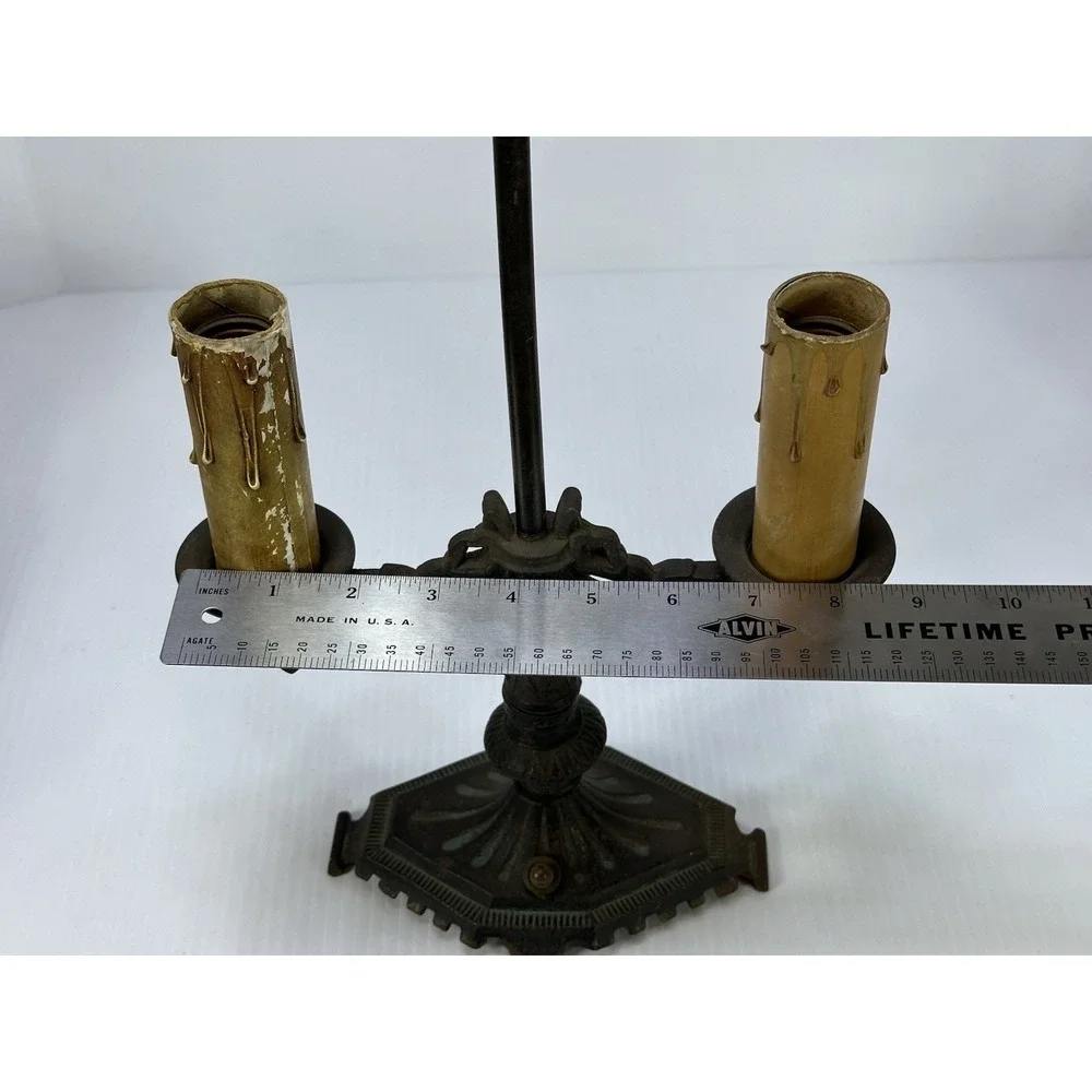 Vintage Art Deco Nouveau Gothic Candelabra Cast Iron Table Lamp No Wiring